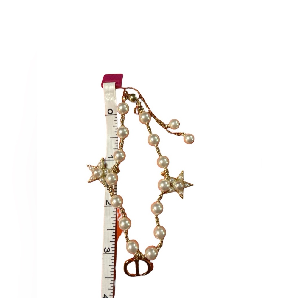 New in Box Dior VIP Gold and Faux Pearl Star Charm Bracelet Adjustable - Picture 4 of 4